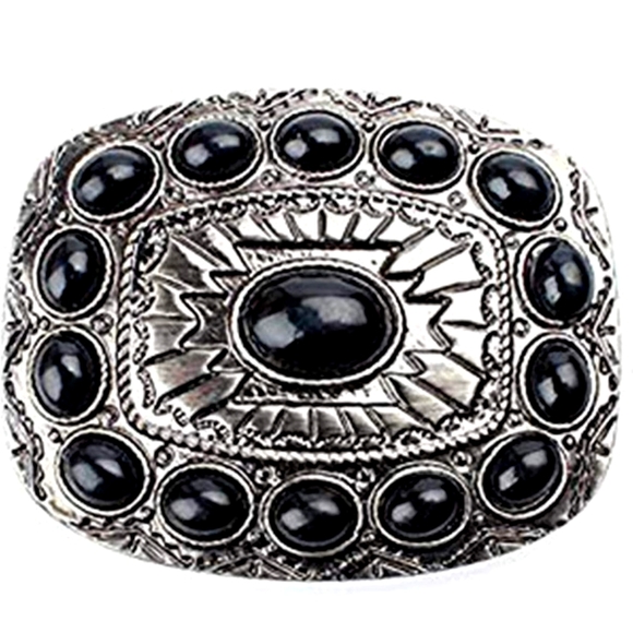 New Western black and silver belt buckle 3.5x2.5 approximately